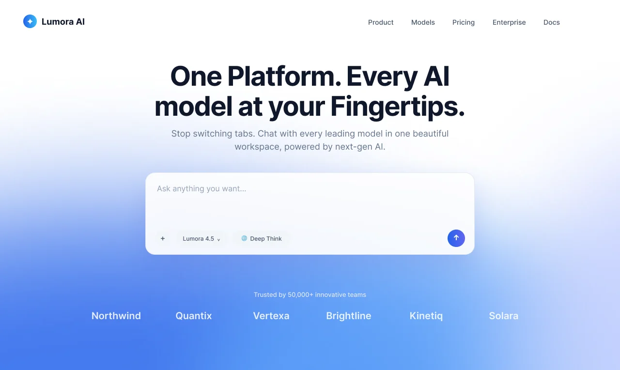 An AI-generated landing page for an AI model platform