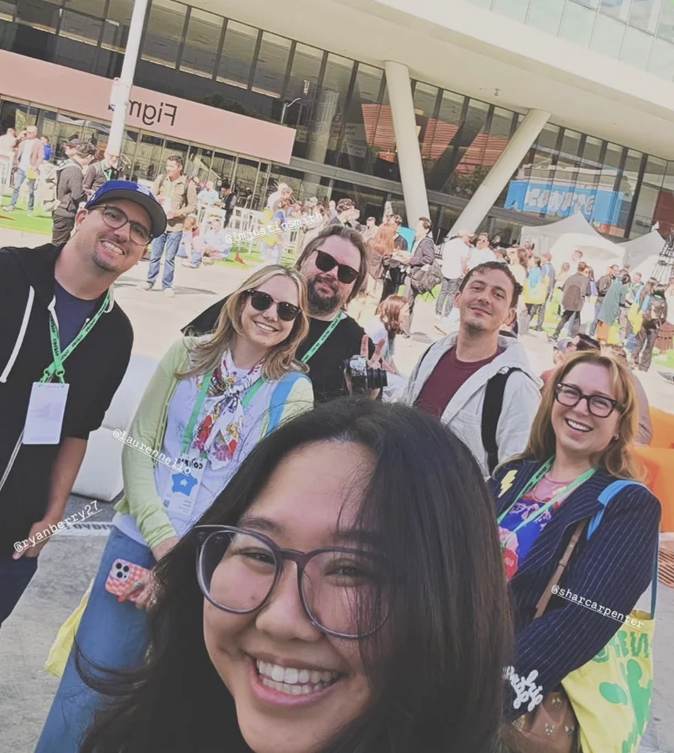 Part of the team in the crowd at an outdoor event