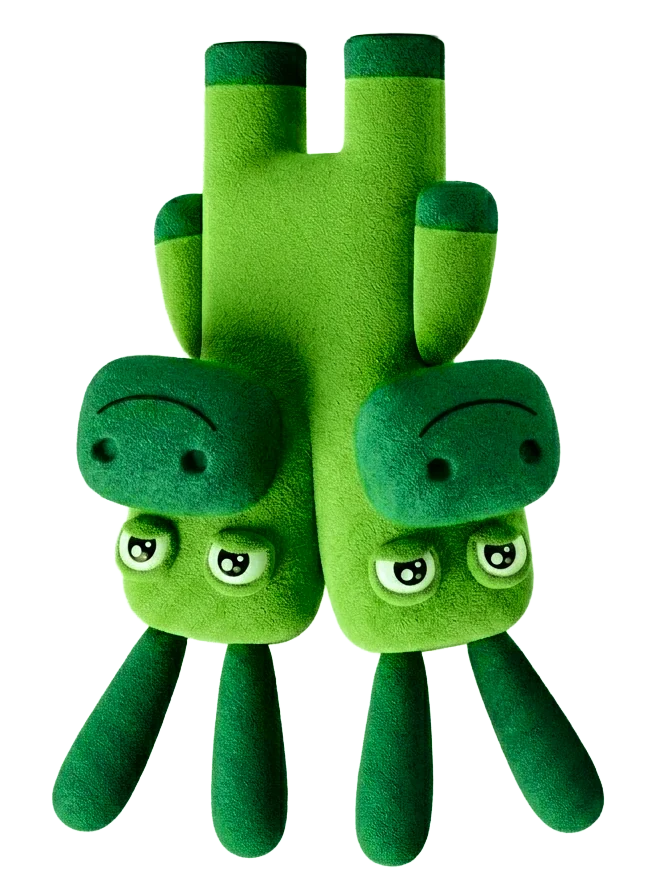 Donk, the Redonk mascot, hanging upside down