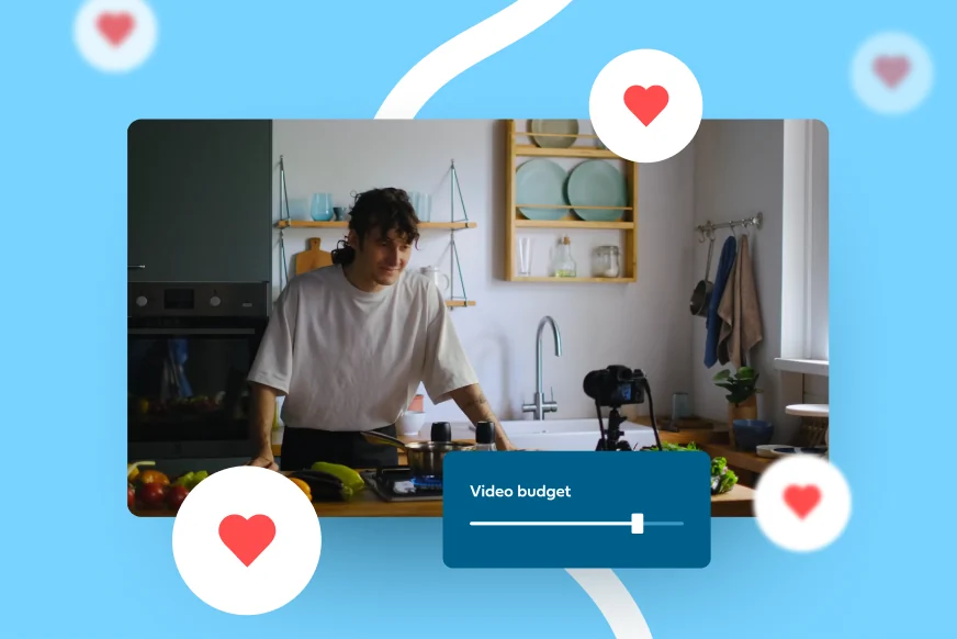 Social engagement cards over a lifestyle photograph